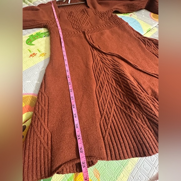 Free People Emmaline Long Sleeve Sweater Dress Cinnamon L Ptp 14 super stretchy - Picture 12 of 12